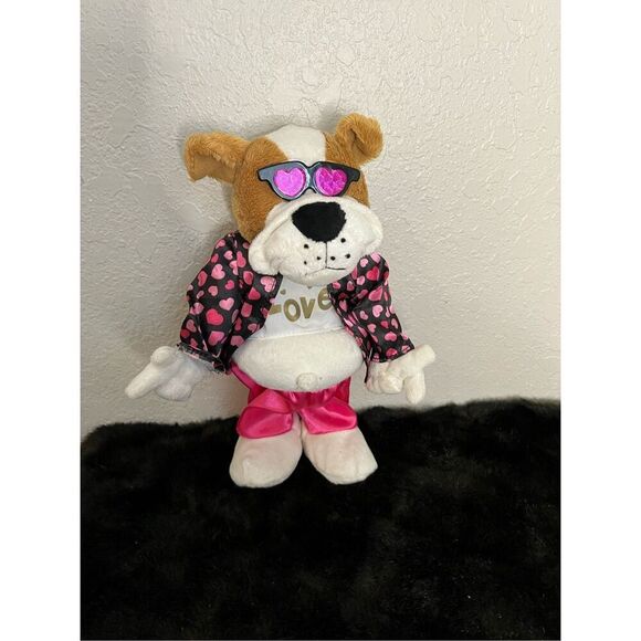 Dog plush Red White from Kids of America  Stuffed Animal Valentines animated - Picture 1 of 5